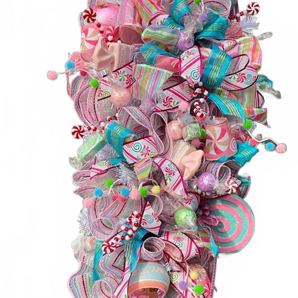 Candyland Christmas Pastel Holiday Door Swag
